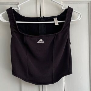 Frankie Collective Adidas Black Corset Top Bustier Athletic Upcycled Crop Medium